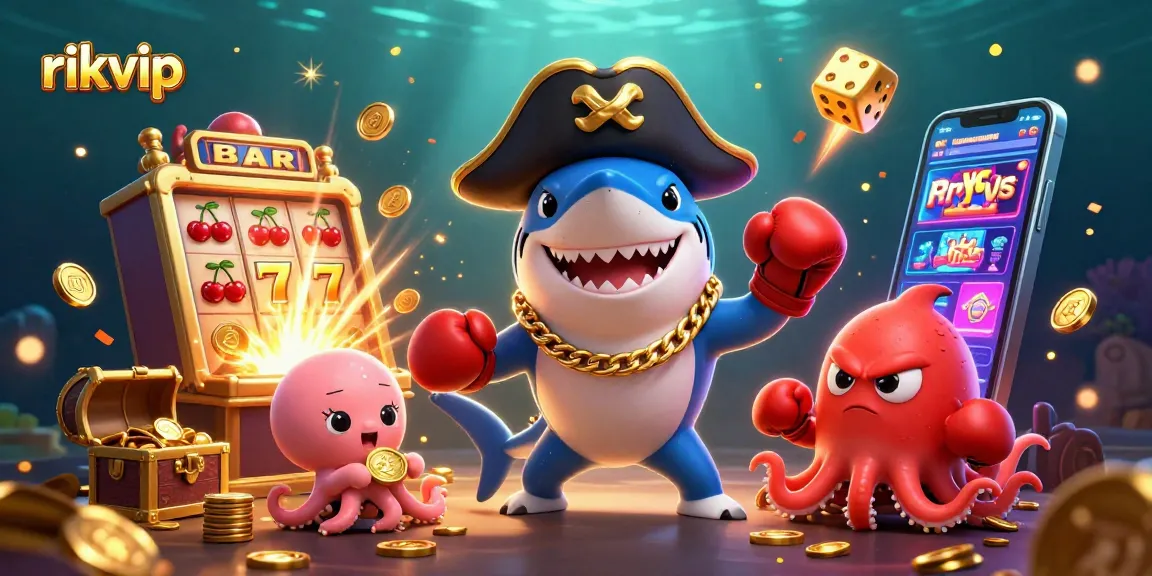 Experience excitement with rikvip's thrilling casino games illustrated through vibrant 3D characters.
