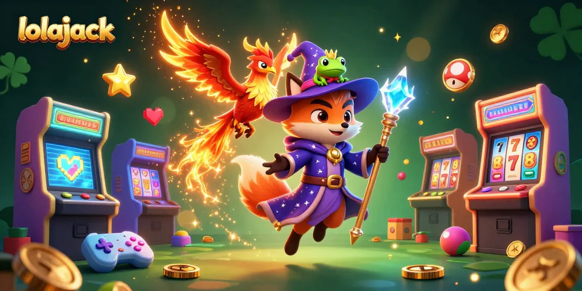 Experience elite gaming action at lolajack casino with vibrant 3D characters and dynamic slot elements.
